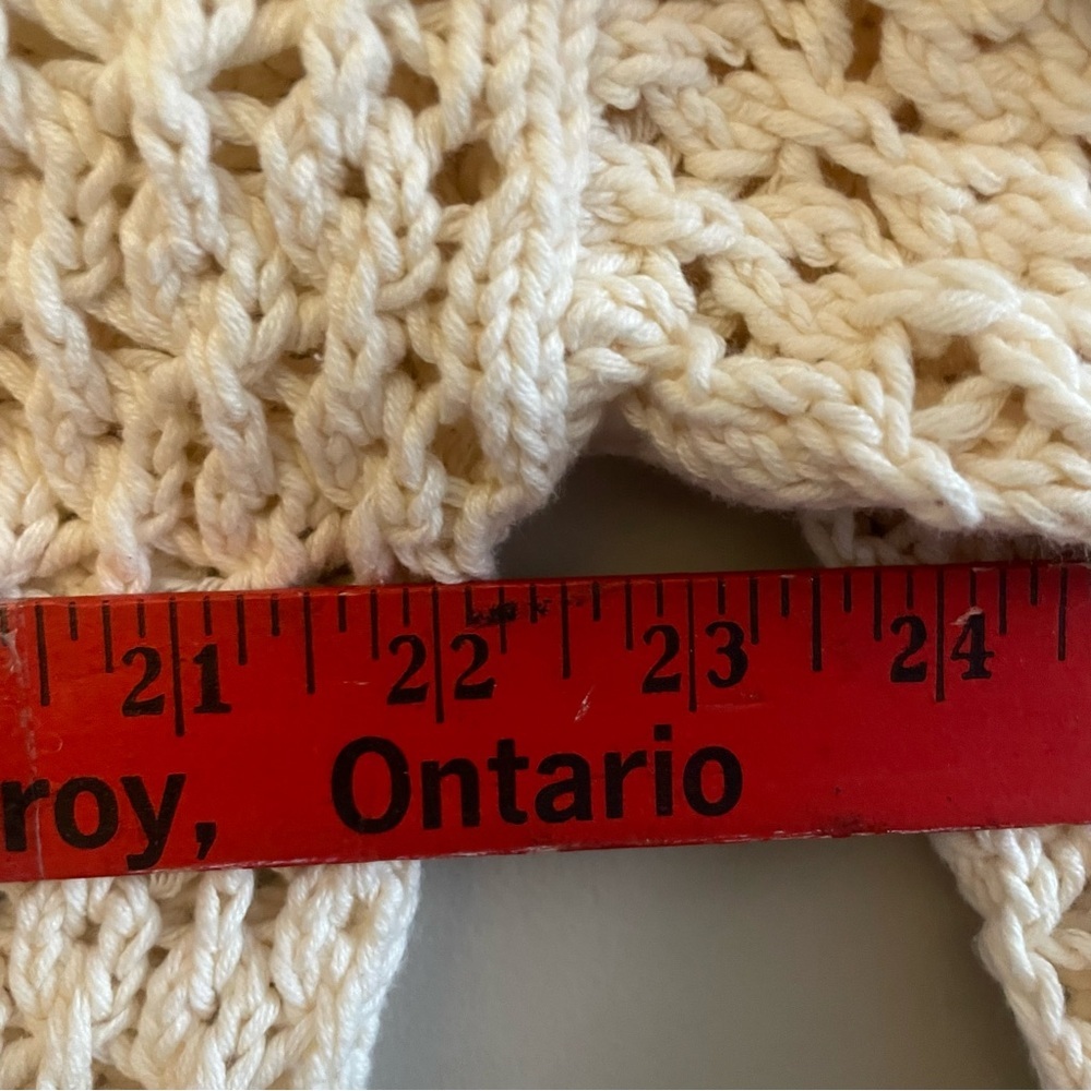 Denver Hayes Cream Open-Knit Drop Shoulder Crewneck Sweater โ Large Like New - Picture 15 of 16